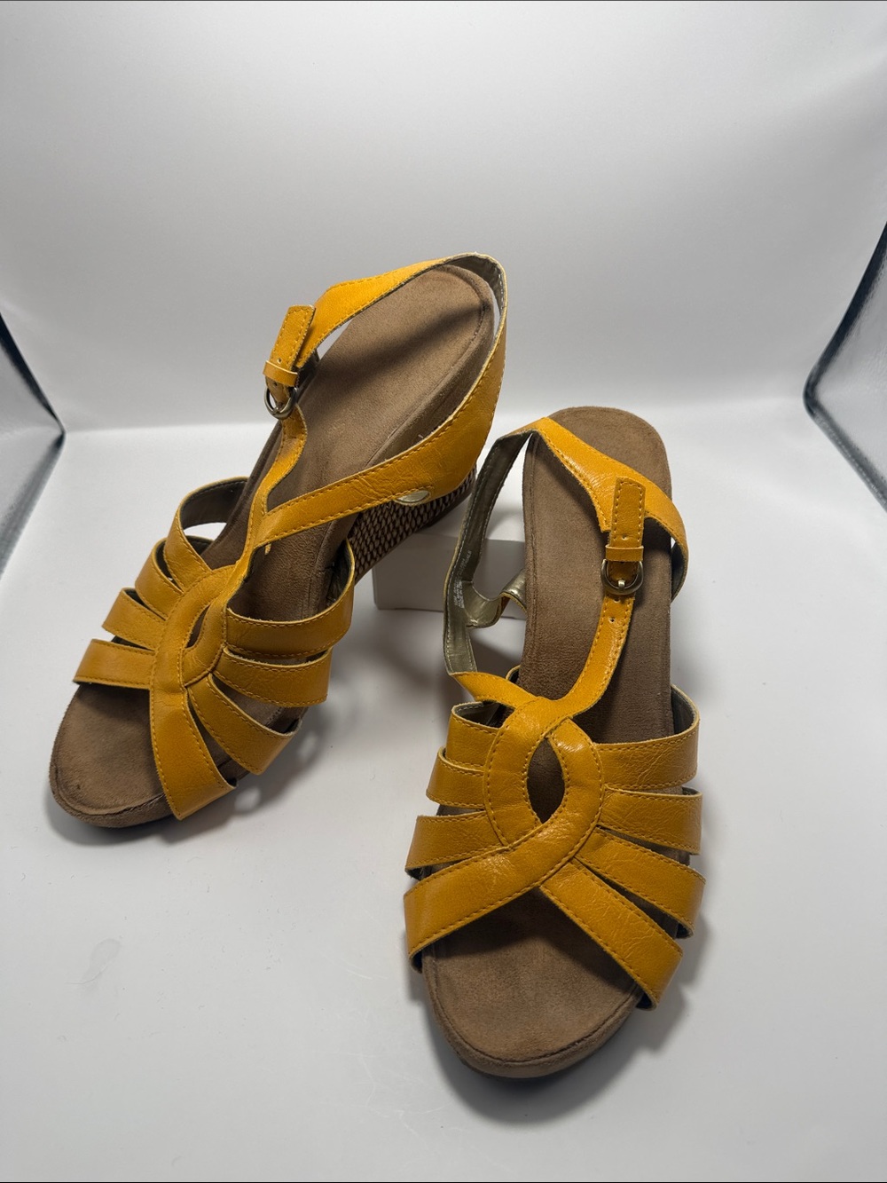 Aerosoles Sunshine Yellow Strappy Wedge Sandals